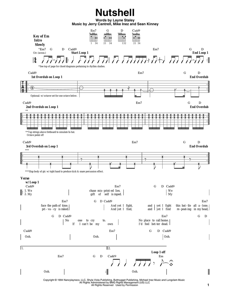 Nutshell by Alice In Chains - Acoustic Guitar - Digital Nutshell by Alice In Chains - Acoustic Guitar - Digital