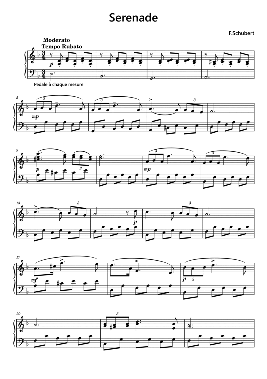Serenade Schubert Easy Piano by Franz Schubert - Easy Piano