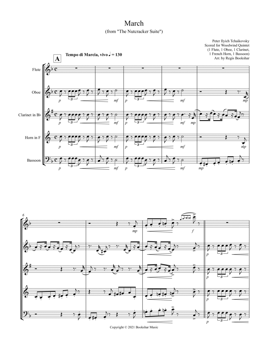 March (from "The Nutcracker Suite") (F) (Woodwind Quintet 1 Flute, 1