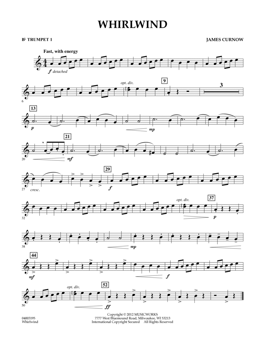 ● 吹奏楽楽譜 James Curnow / When Time Will Be Whirlwind - Bb Trumpet 1 by James Curnow - Concert Band