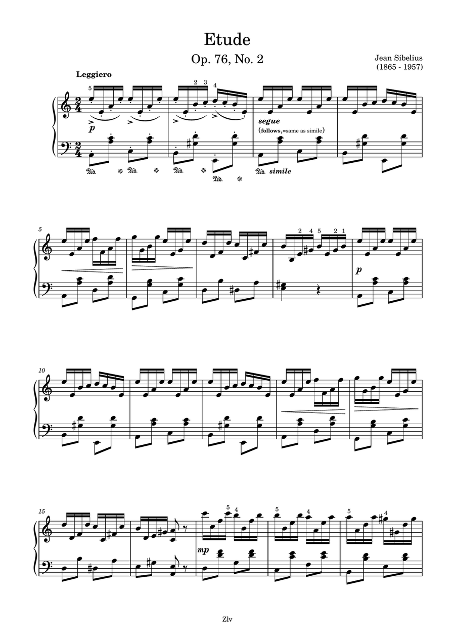 Etude Op.76, No.2 by Jean Sibelius - Acoustic Guitar, Classical