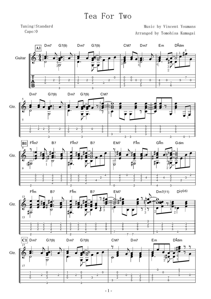 Tea for Two -Bossa Nova- (Fingerstyle Guitar) by Vincent Youmans