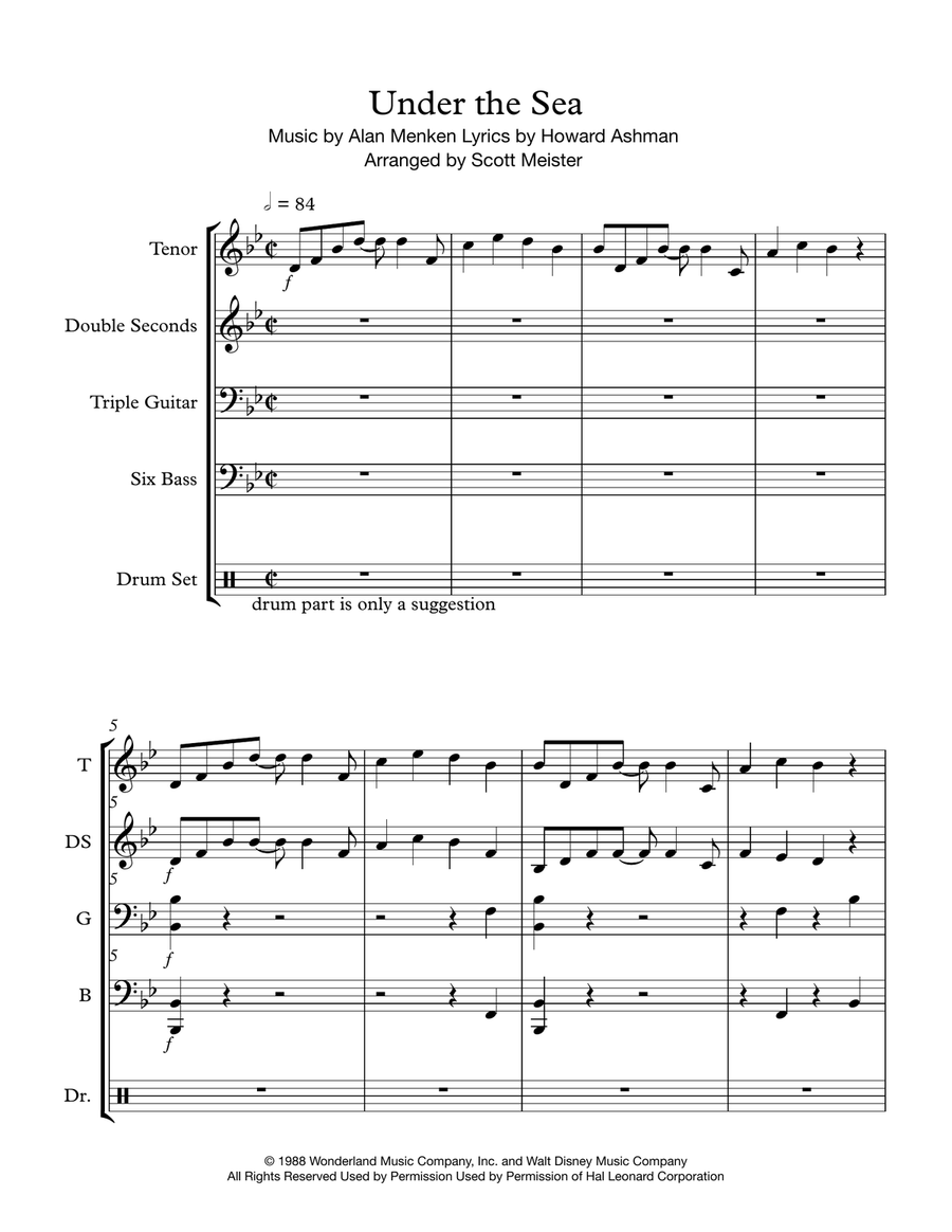 Under The Sea by Alan Menken Percussion Ensemble Digital Sheet