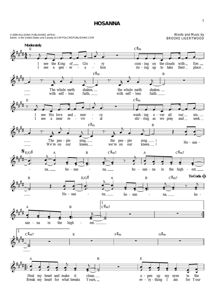 Hosanna by Hillsong United - Flute - Digital Sheet Music | Sheet Music Plus