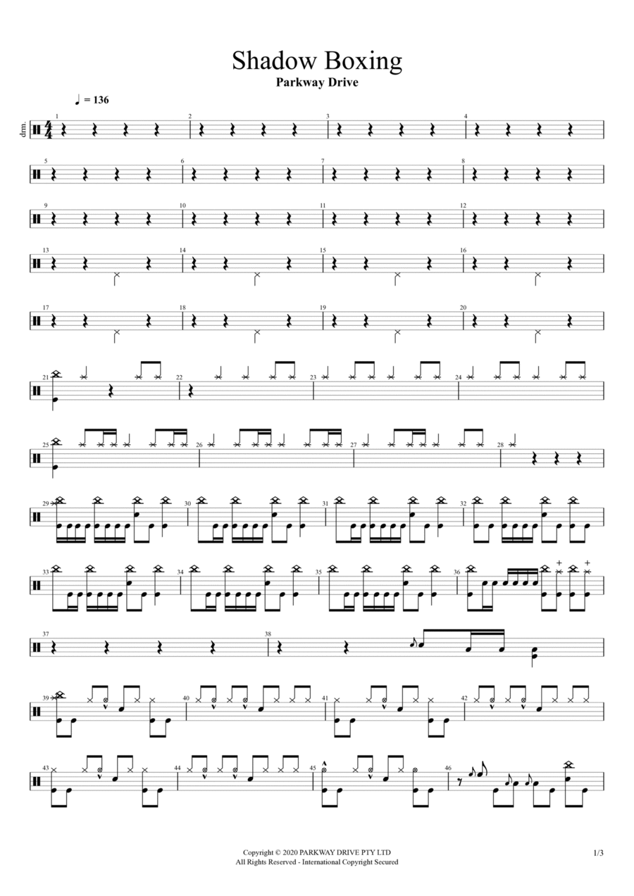 Shadow Boxing - Drum Set - Digital Sheet Music