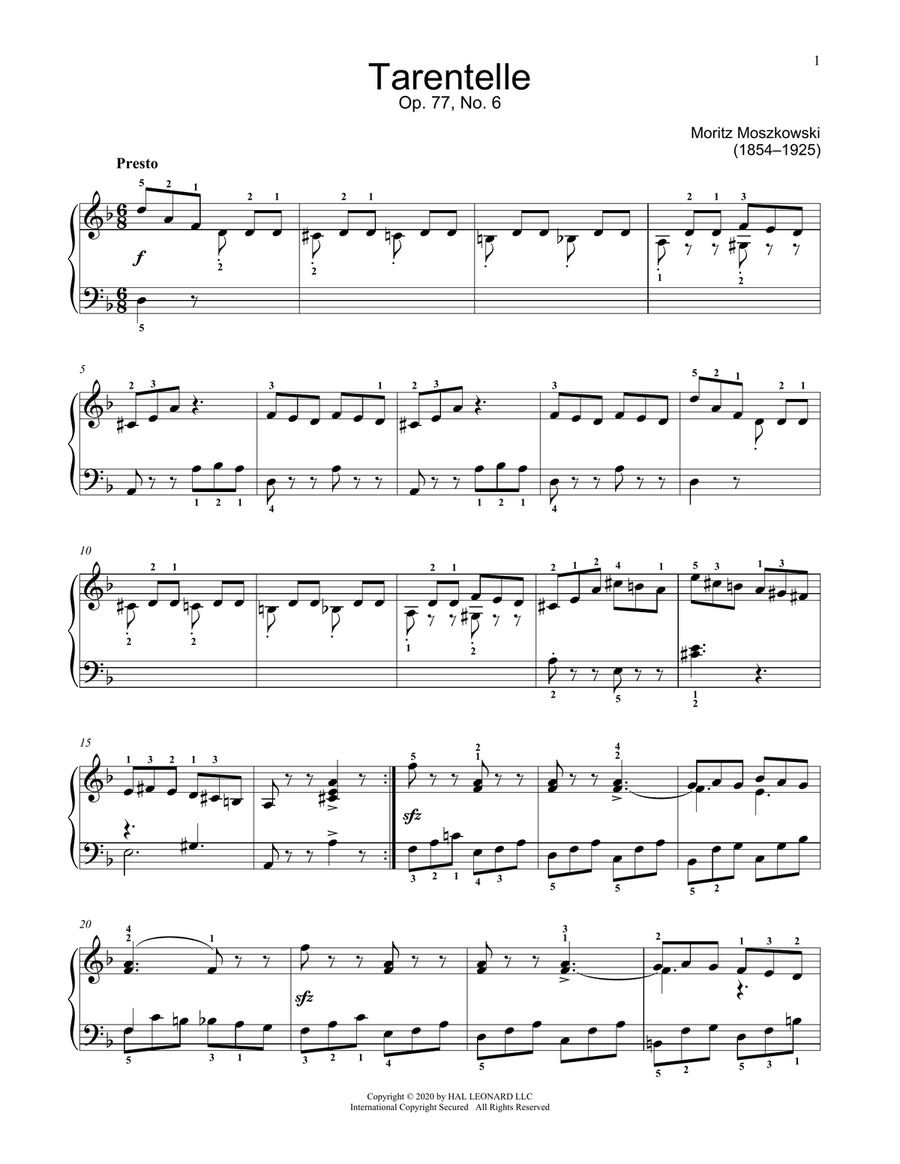 Tarantella, Op. 77, No. 6 by Moritz Moszkowski - Piano Method
