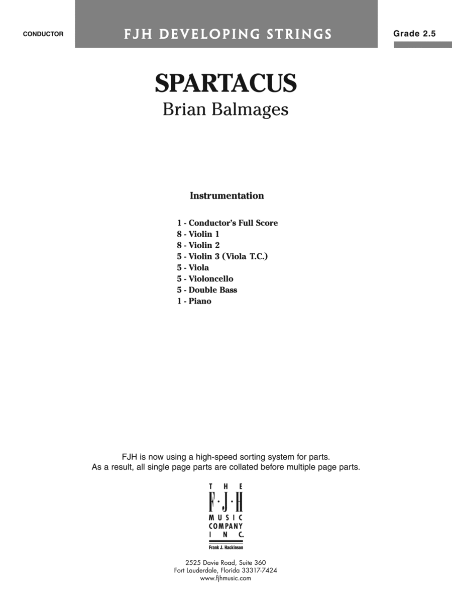 Spartacus: Score by Brian Balmages - String Orchestra
