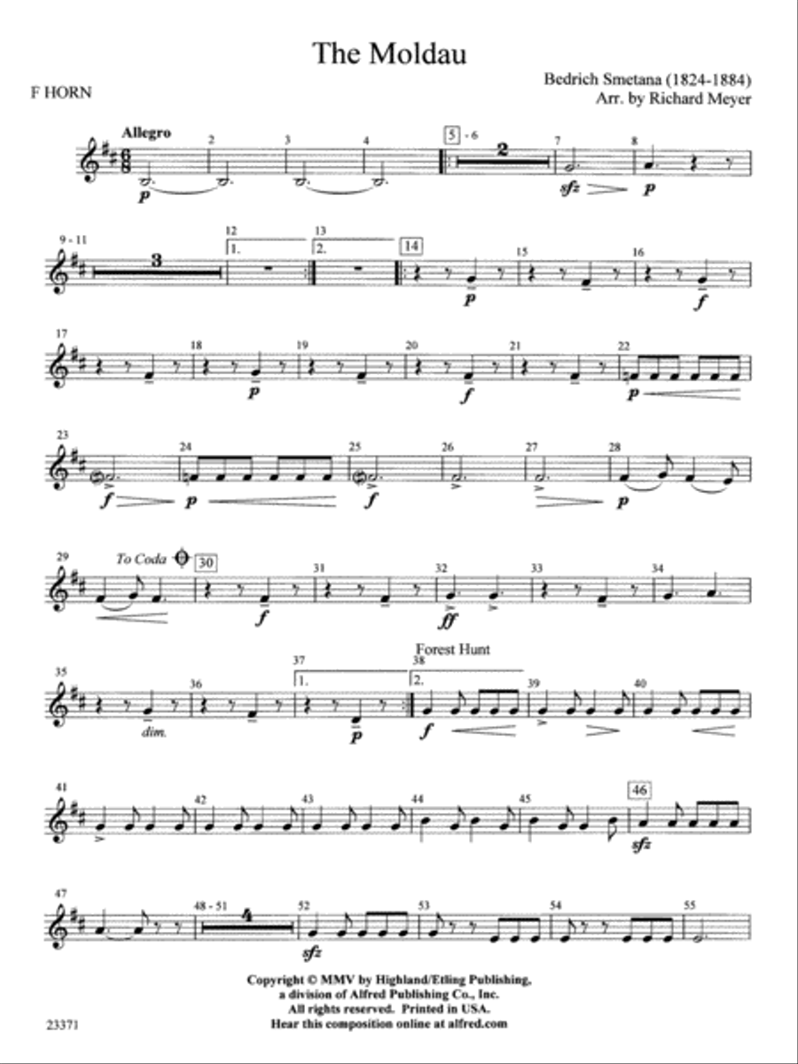 The Moldau: 1st F Horn by Bedrich Smetana - Full Orchestra