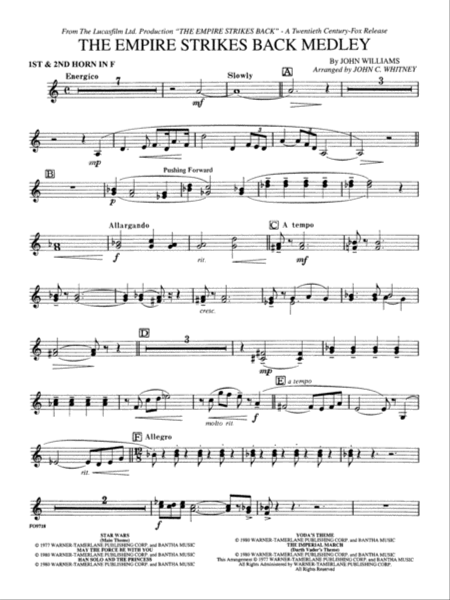 【吹奏楽輸入合奏譜】The EMPIRE Strikes Back Melody The Empire Strikes Back Medley: Flute: Flute Part - Digital
