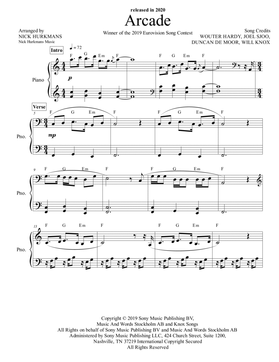 ドン・パスクアーレ CANTO E PIANOFORTE Arcade - Piano Solo - Digital Sheet Music | Sheet Music Plus