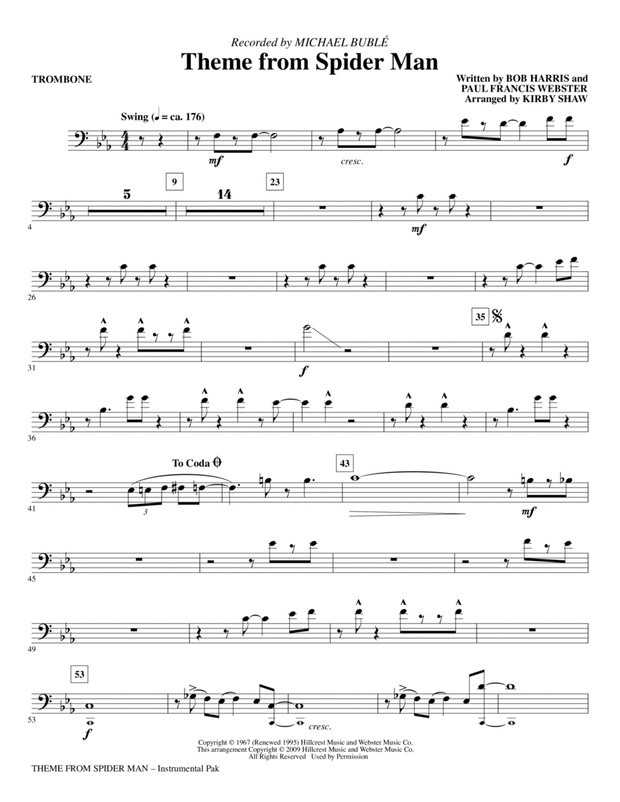 Theme From Spider-Man Sheet Music, Paul Francis Webster