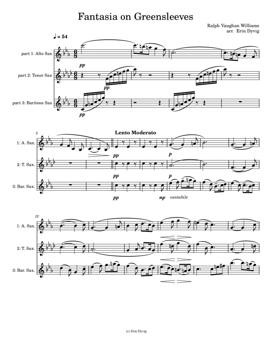 Fantasia on Greensleeves by Ralph Vaughan Williams Woodwind Trio