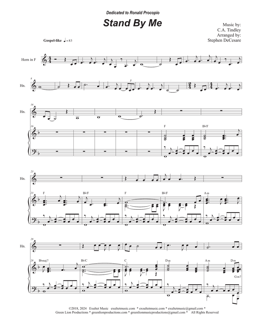 Stand By Me (French Horn solo and Piano) by Stephen DeCesare Piano