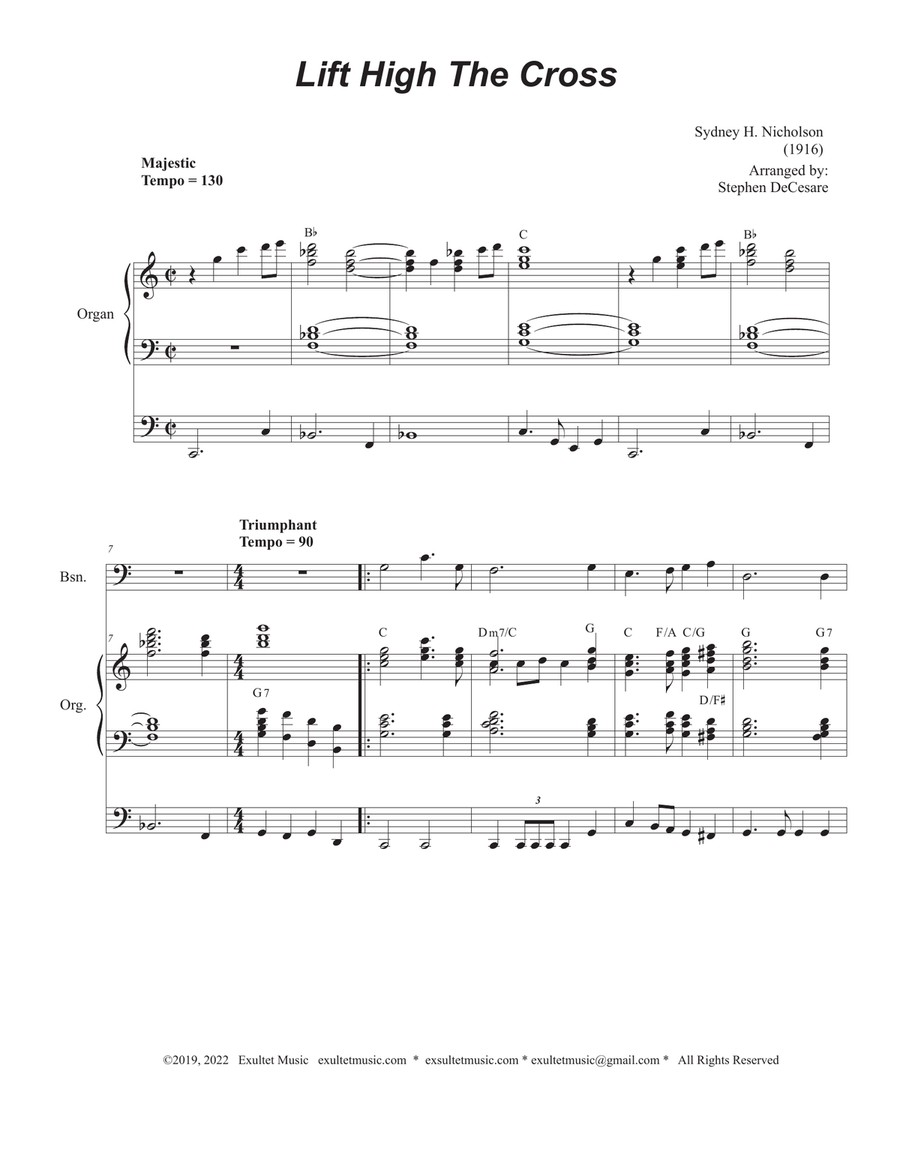 Lift High The Cross (Bassoon solo and Organ) by Stephen DeCesare