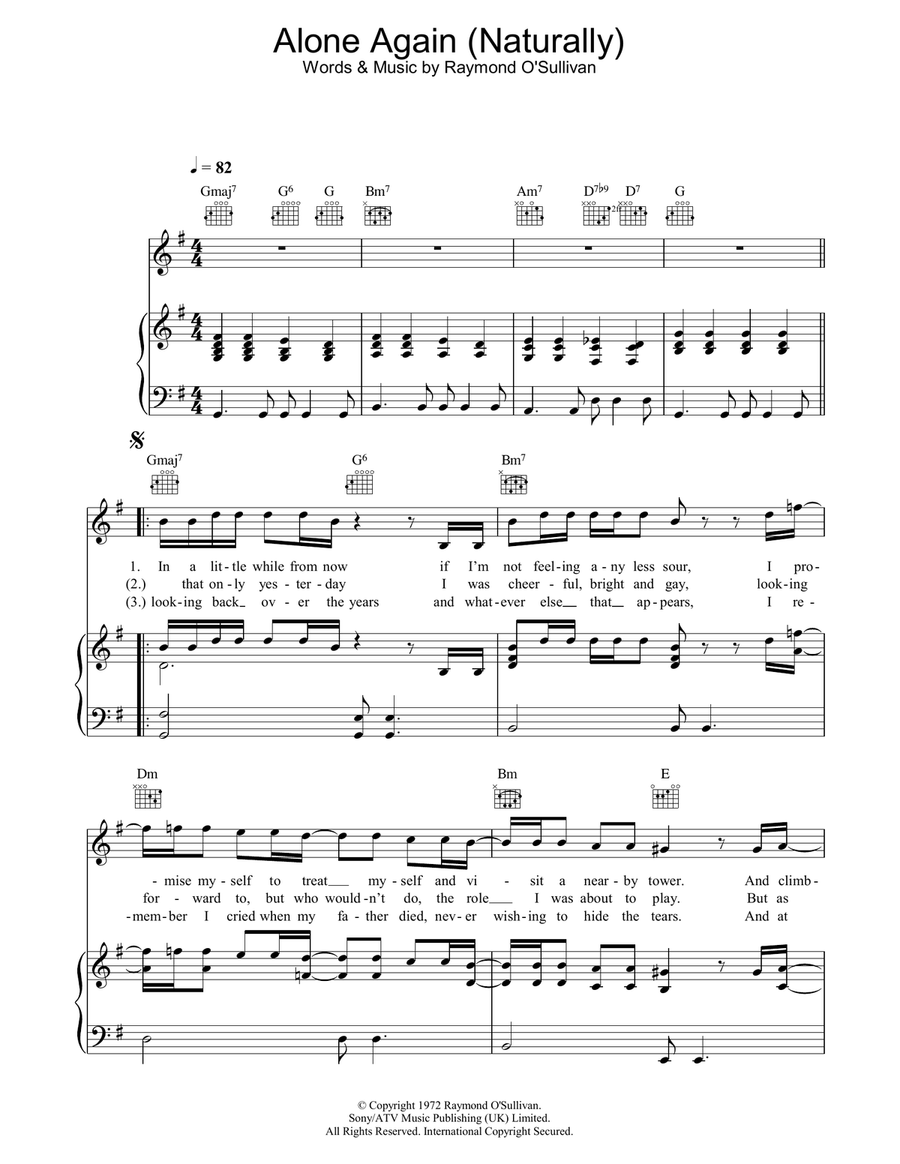 Alone Again (Naturally) – Gilbert O'Sullivan Sheet music for Saxophone alto  (Solo)