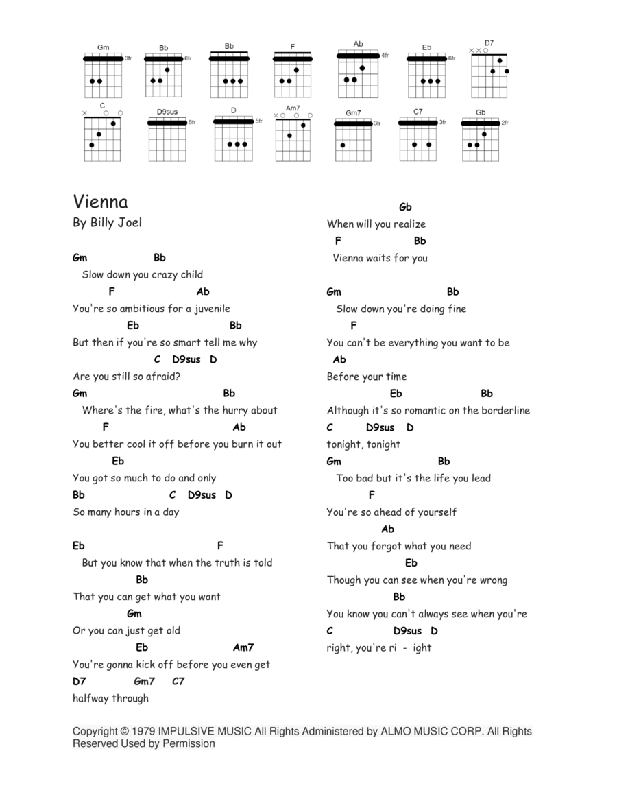 Vienna by Billy Joel Piano Digital Sheet Music Sheet Music Plus