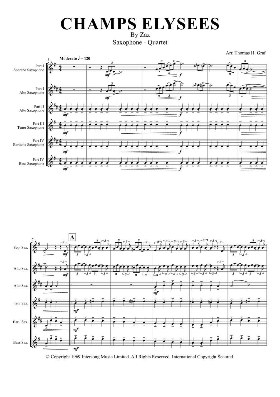 Champs Elysees by Thomas Graf - Woodwind Quartet - Digital