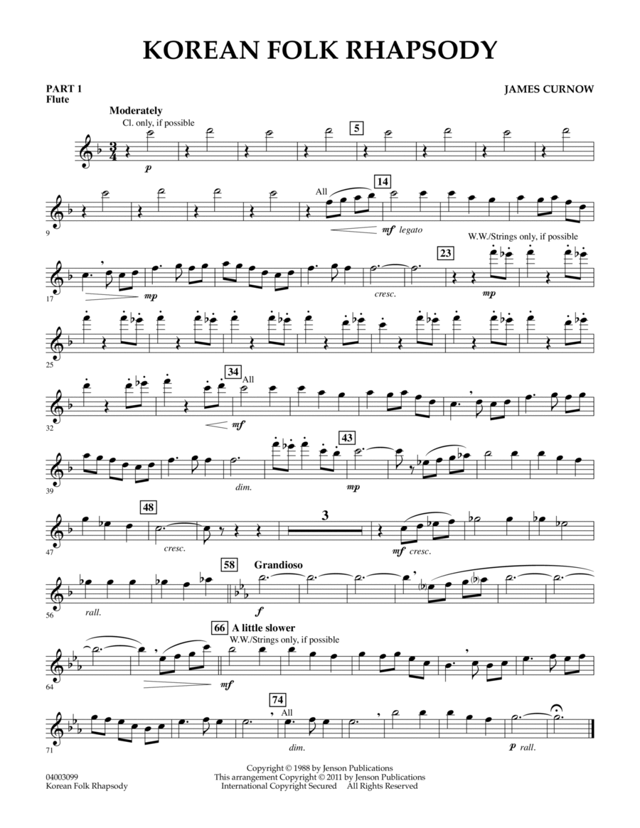 Korean Folk Rhapsody - Pt.1 - Flute by James Curnow
