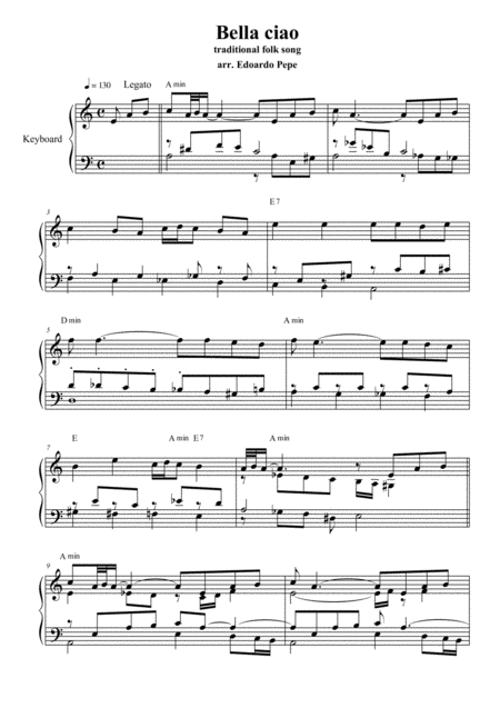 Bella Ciao by Traditional - Piano Solo - Digital Sheet Music