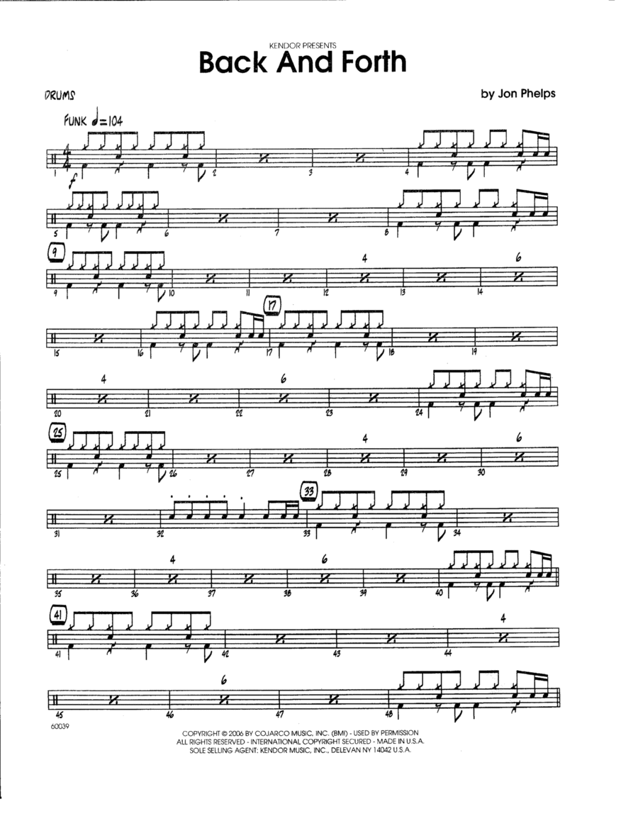 Bach And Forth Drum Set by Jon Phelps Jazz Ensemble Digital Sheet