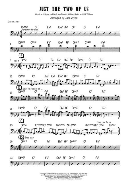 Just The Two Of Us by Bill Withers - Bass Guitar - Digital Sheet Music
