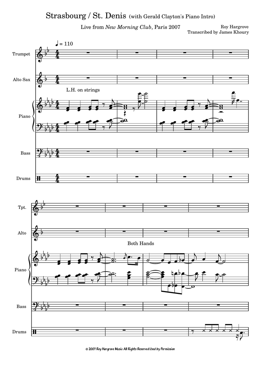 Strasbourg / St. Denis Jazz Ensemble Digital Sheet Music Sheet