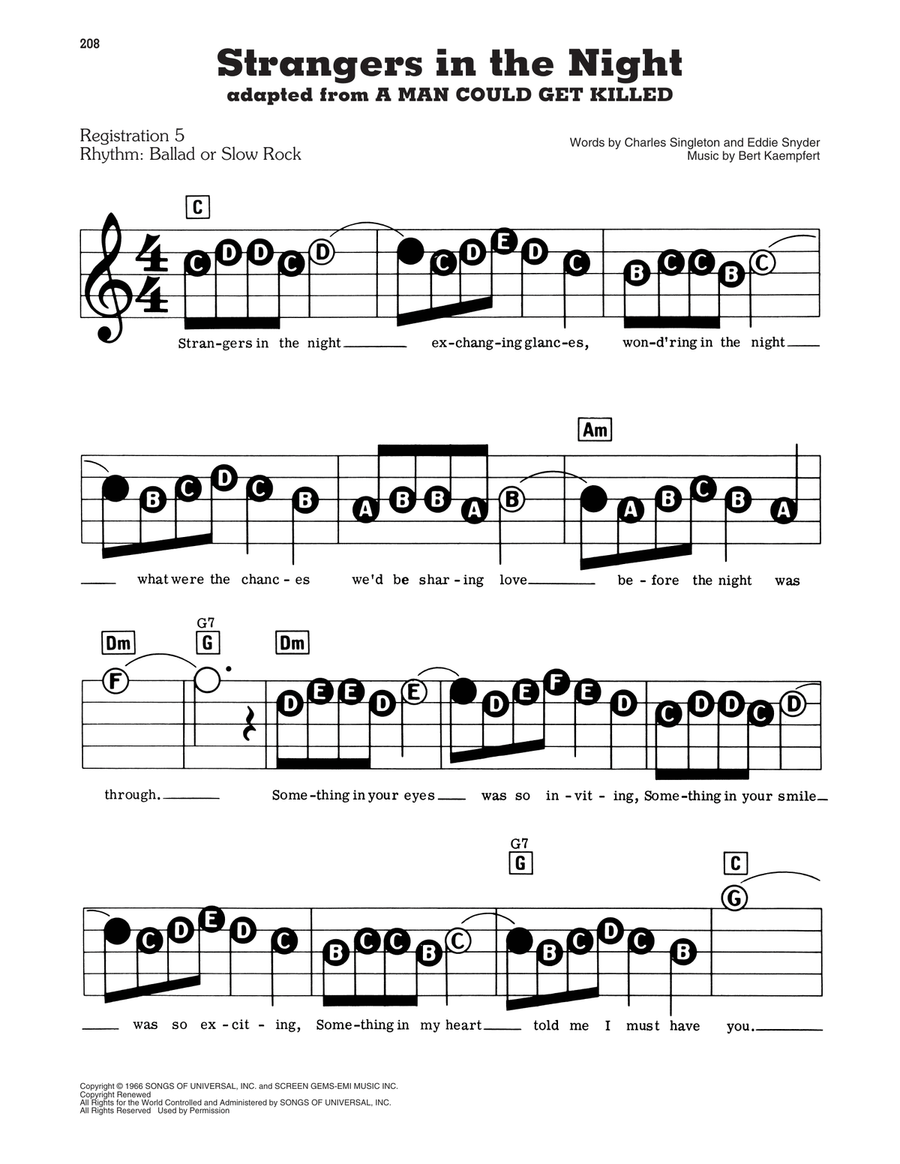 Strangers In The Night Sheet Music, Frank Sinatra