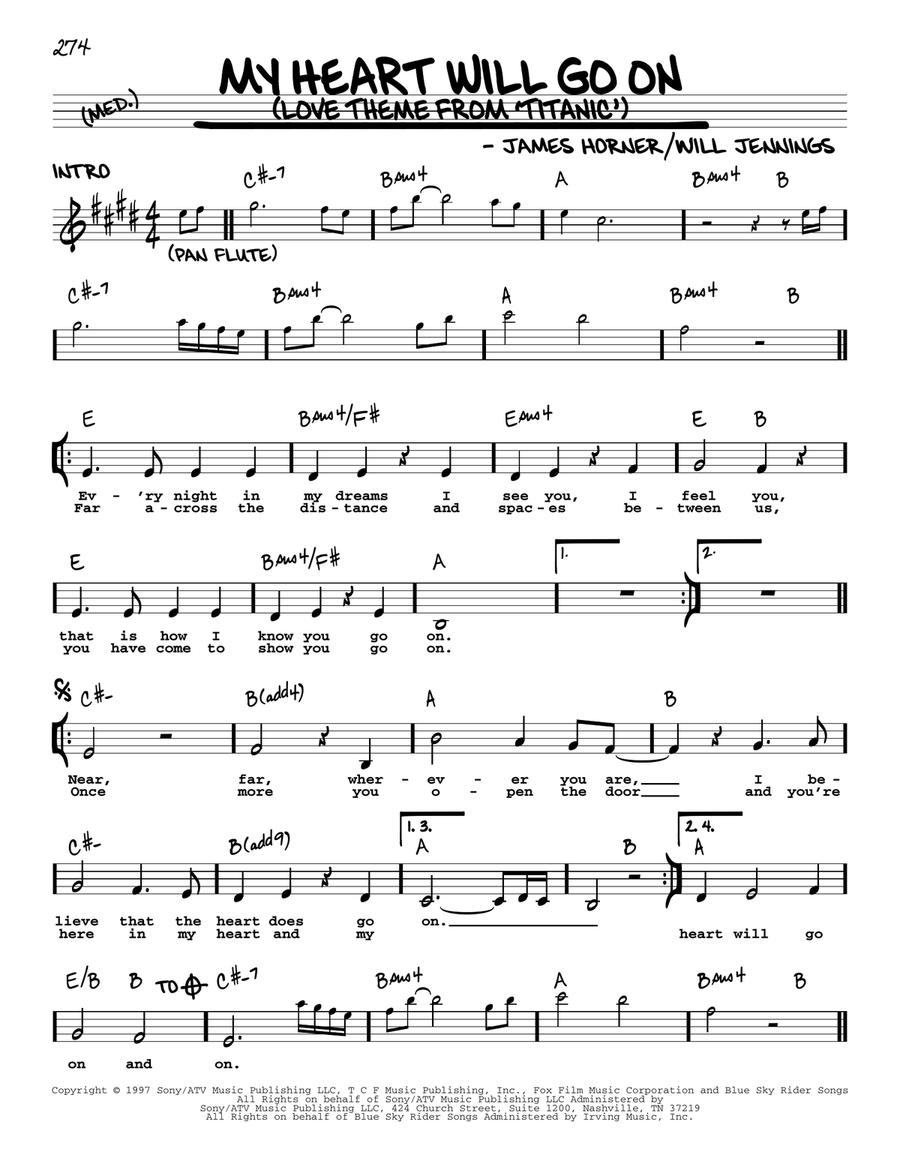 My Heart Will Go On Love Theme from Titanic by Celine Dion