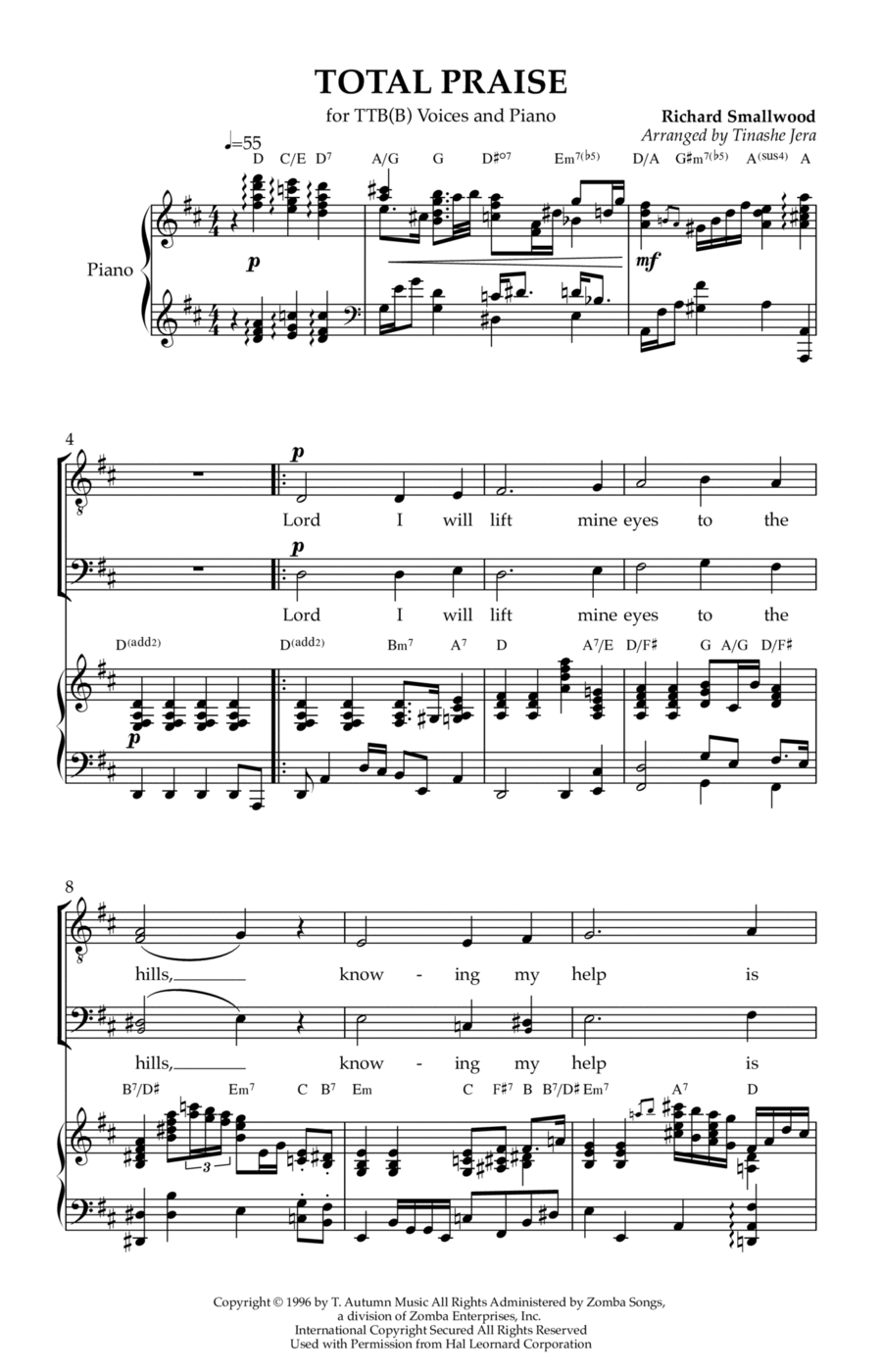 Total Praise by Richard Smallwood - TTBB - Late Intermediate