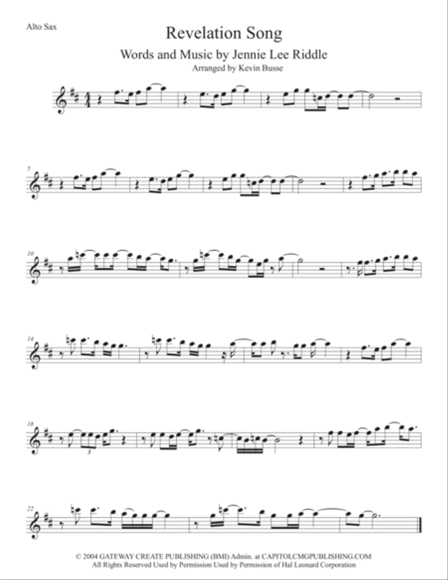 Revelation Song by Jennie Lee Riddle - Trumpet - Digital Sheet Music