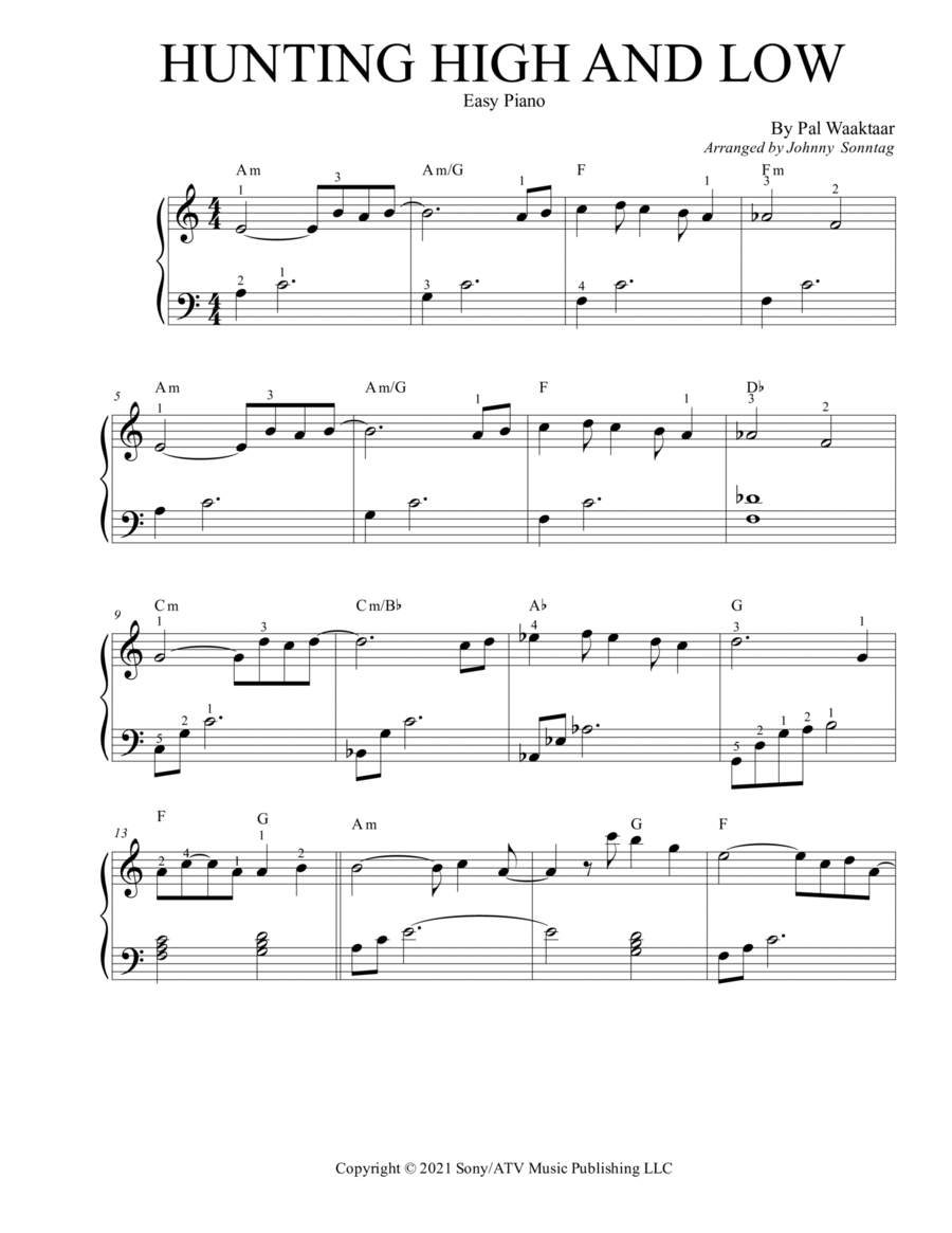 福袋 | レディースファッション通販【公式】 Hunting High Sheet Digital - Solo Piano - a-ha by Low And アート・デザイン・音楽