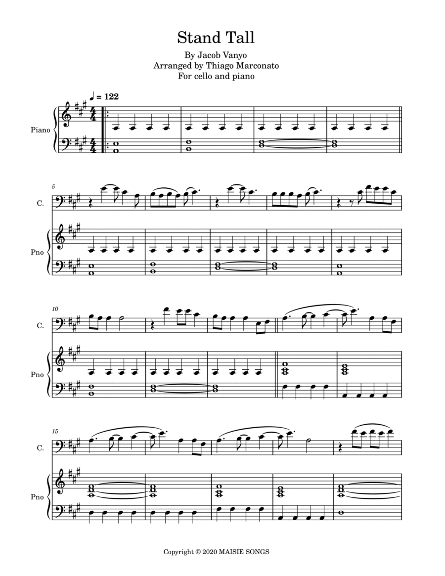 Stand Tall Piano Digital Sheet Music Sheet Music Plus