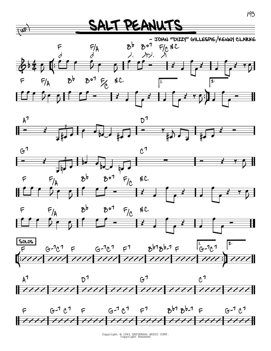 Salt Peanuts by Dizzy Gillespie Piano Digital Sheet Music Sheet Music Plus