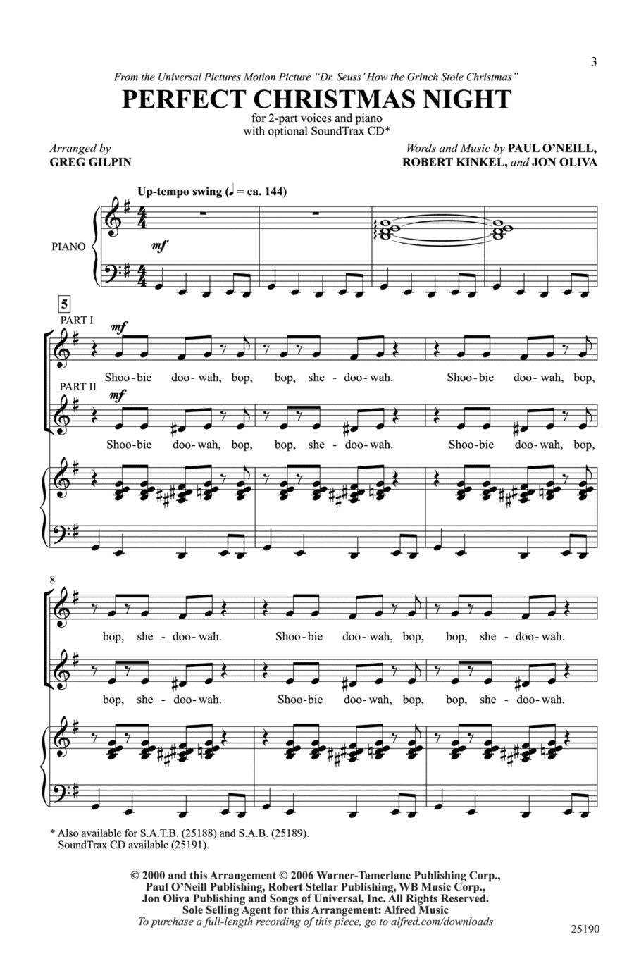 Perfect Christmas Night by Paul O'neill Choir Digital Sheet Music