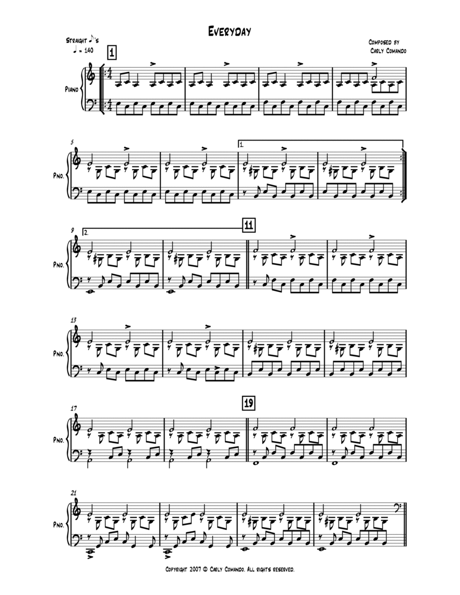Everyday Piano Solo Digital Sheet Music Sheet Music Plus
