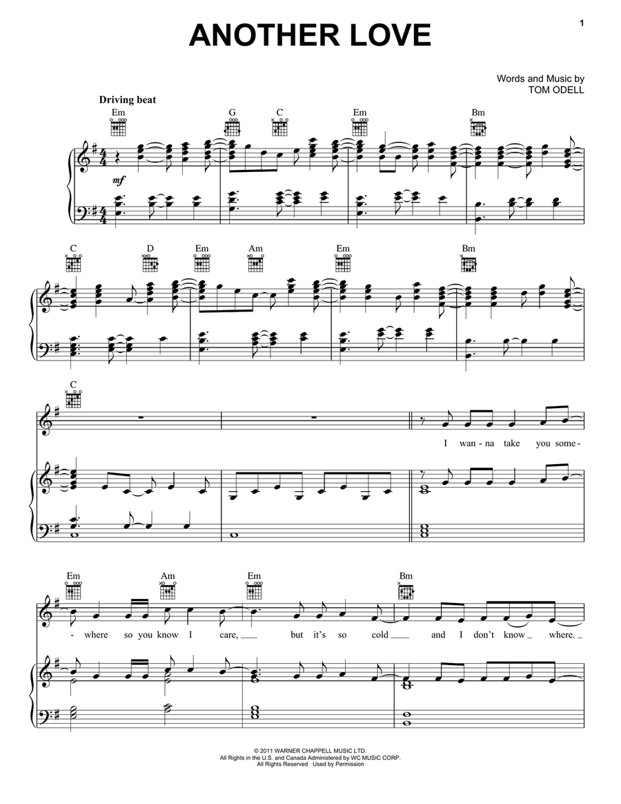 Tom Odell - Another Love (piano sheet music) Sheets by Mel's Music Corner