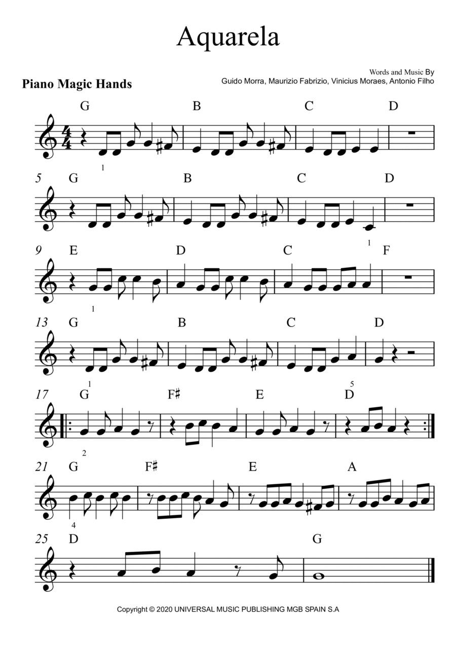 Regra Três – Vinicius de Moraes & Toquinho Sheet music for Piano (Solo)  Easy