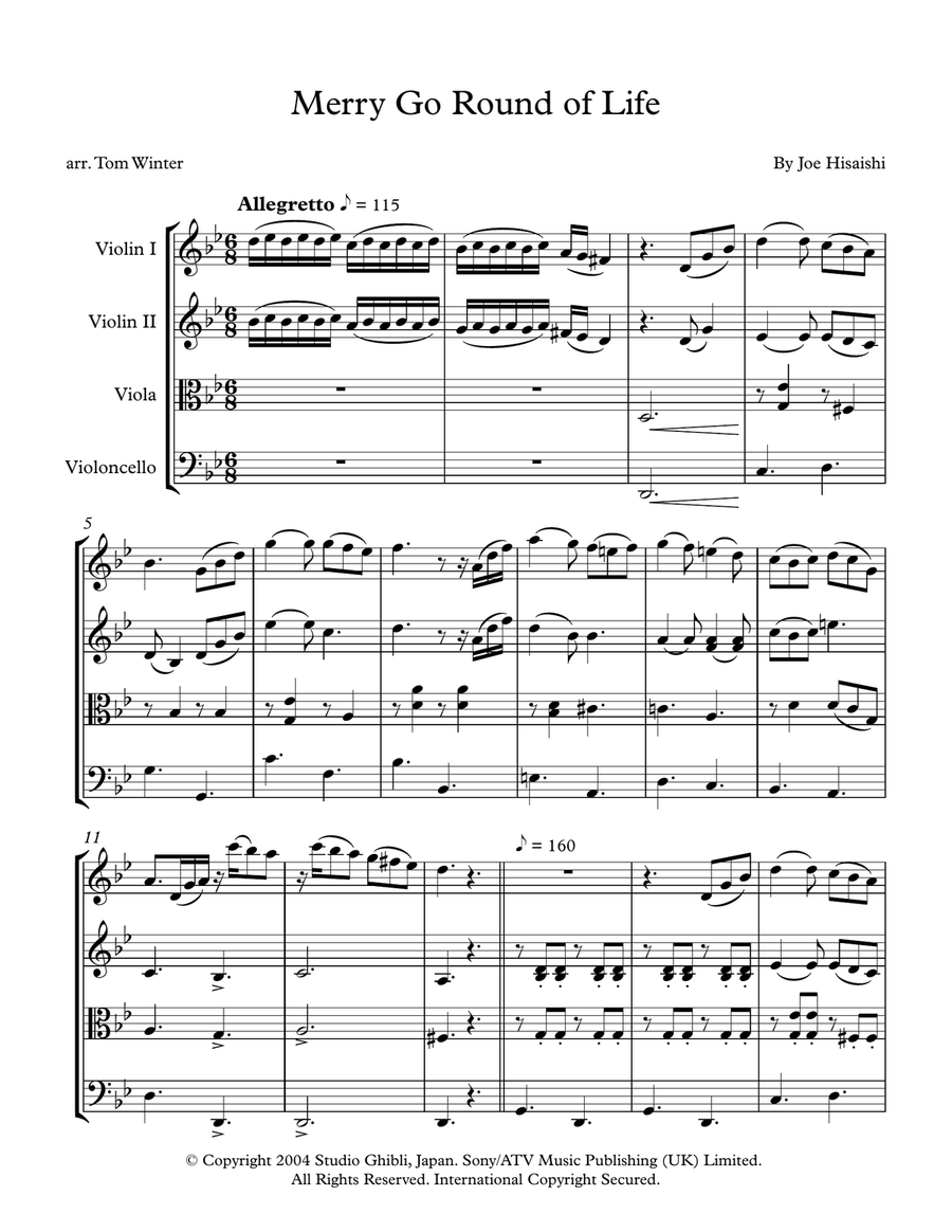 Merry-go-round Of Life by Joe Hisaishi - Cello, Viola, Violin
