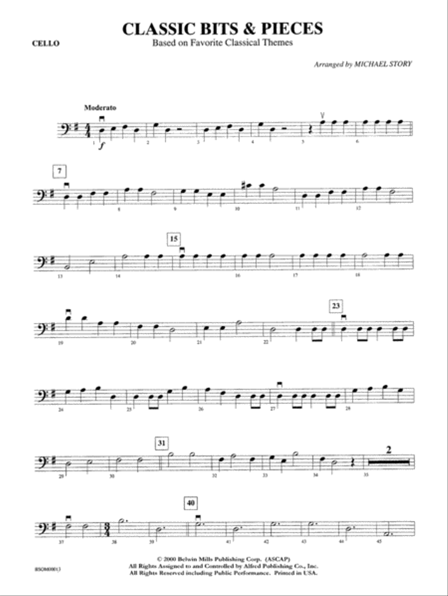 Classic Bits Pieces Cello by Michael Story String Orchestra