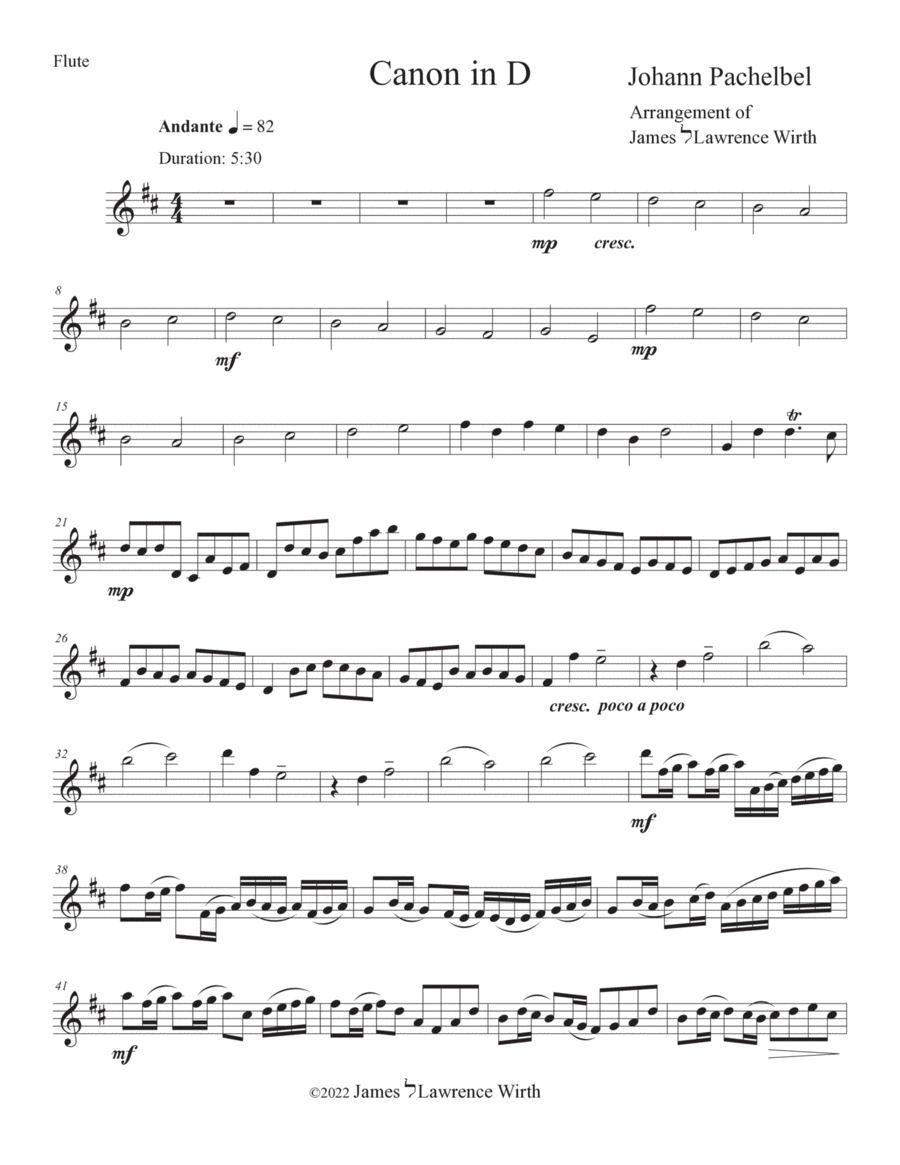 Pachelbel Canon in D for Flute or Violin or Mandolin and Guitar by Johann Pachelbel Chamber Music Digital Sheet Music Sheet Music Plus