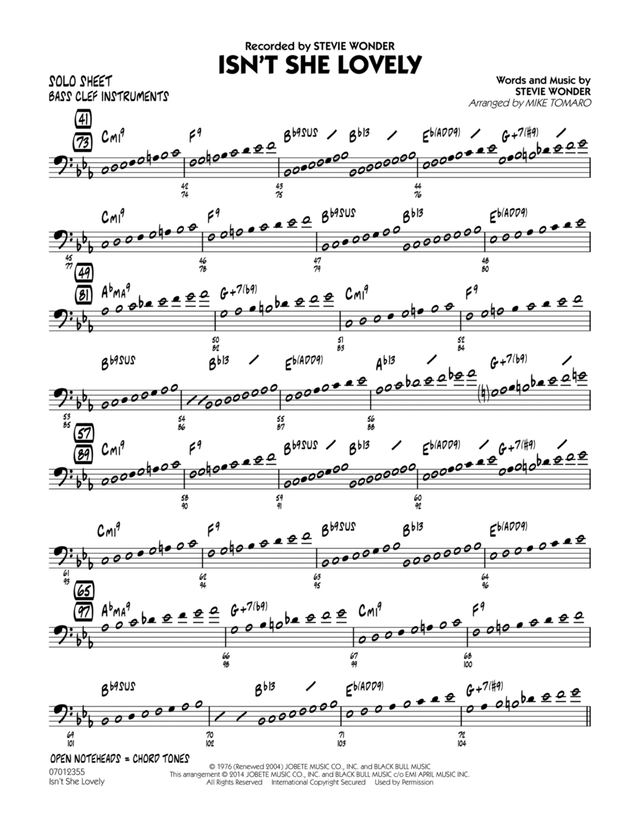 Isn't She Lovely sheet music for ukulele (PDF)