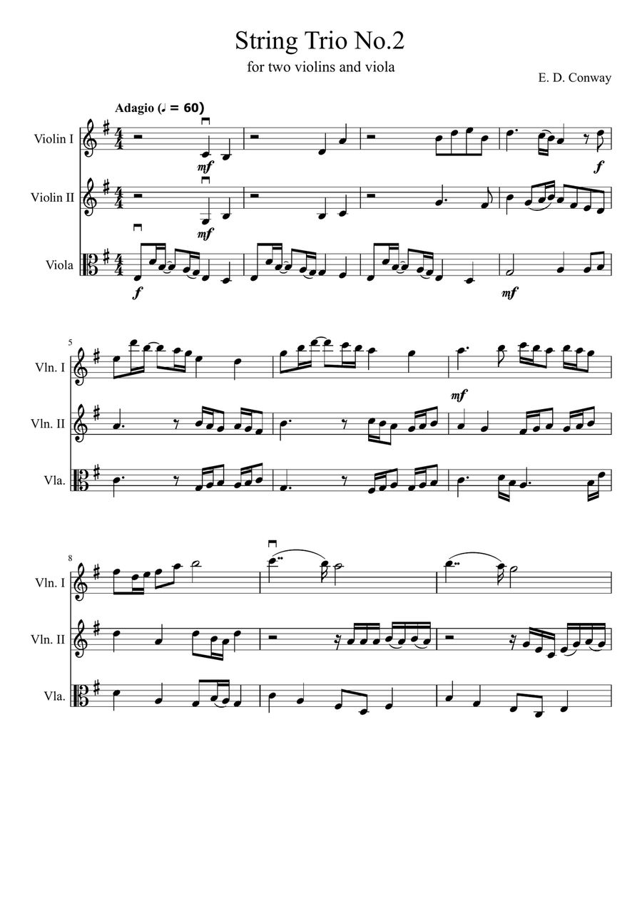 String Trio No. 2 - Viola, Violin, String Trio - Intermediate Digital ...