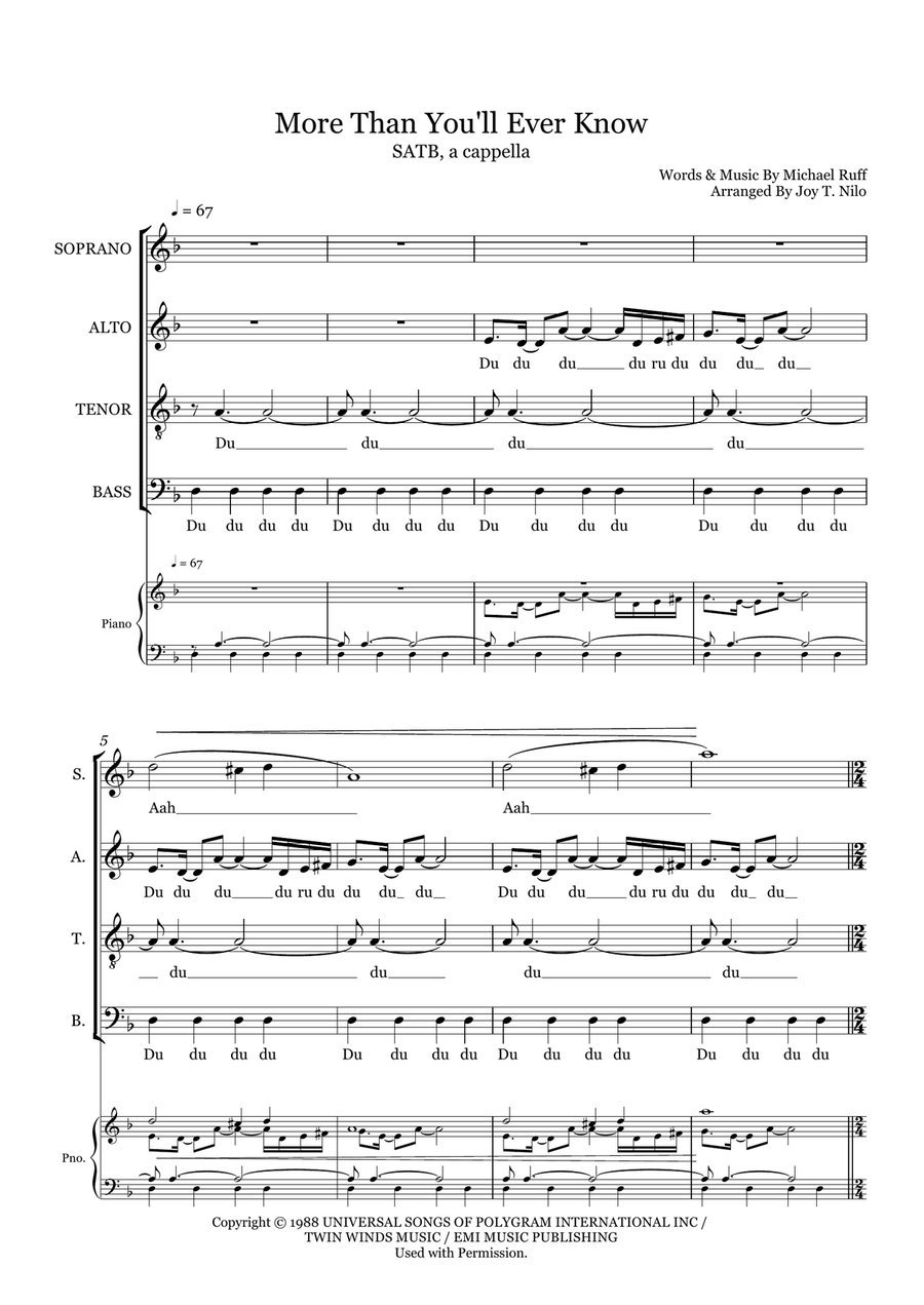 More Than You'll Ever Know - 4-Part - Digital Sheet Music