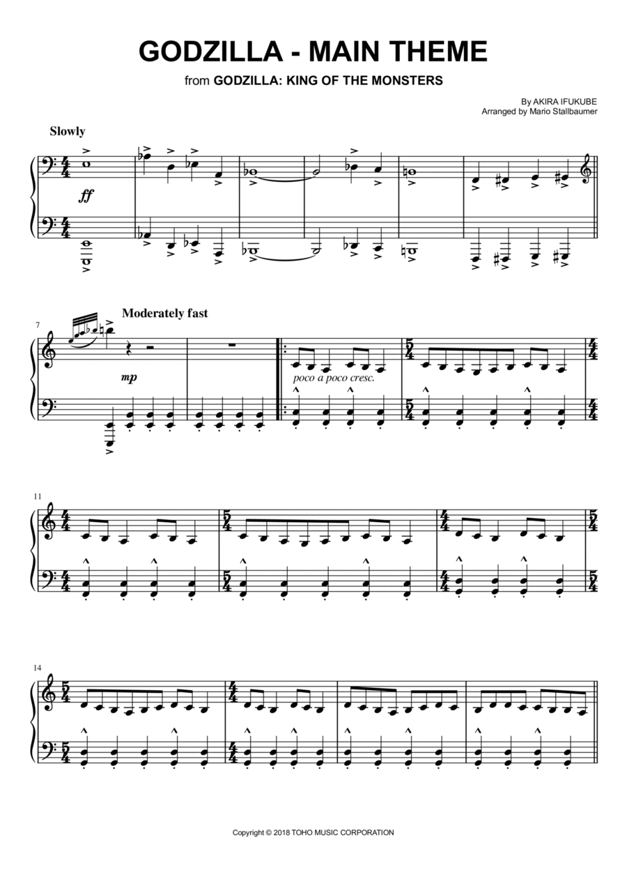 Godzilla main Theme By Akira Ifukube Piano Solo Digital Sheet Godzilla main Theme By Akira Ifukube Piano Solo Digital Sheet