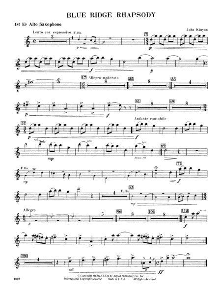 Blue Ridge Rhapsody: E-flat Alto Saxophone by John Kinyon