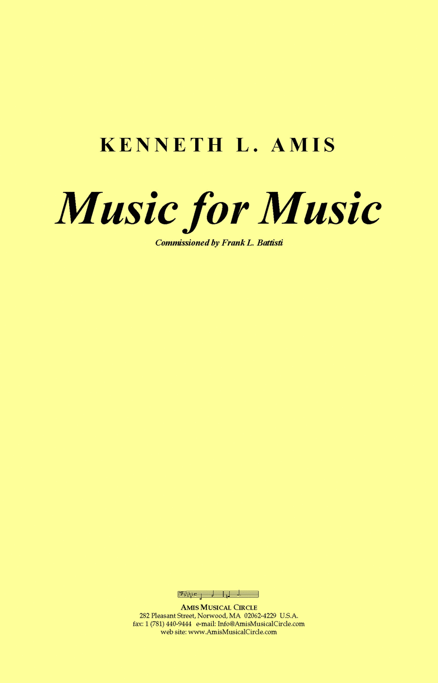 Music For Music CONDUCTOR S SCORE ONLY By Kenneth Amis Concert Band Music For Music CONDUCTOR S SCORE ONLY By Kenneth Amis Concert Band