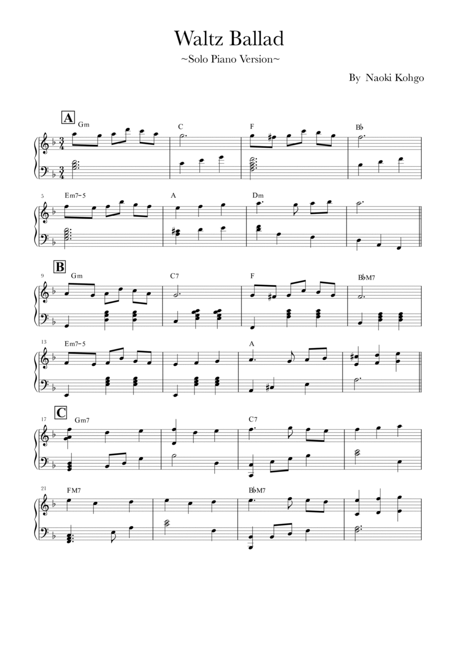 Waltz Ballad - Piano Solo - Digital Sheet Music | Sheet