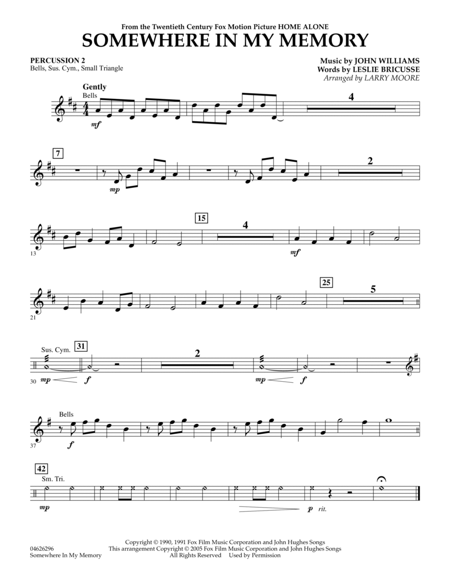 Somewhere In My Memory (from Home Alone) Percussion 2 by Larry Moore Orchestra Digital