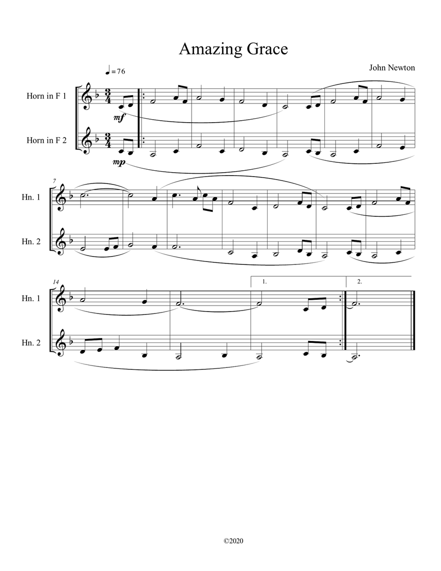 Amazing grace french horn deals