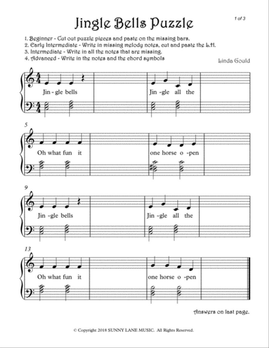 Jingle Bells Sheet Music - Hoffman Academy Blog